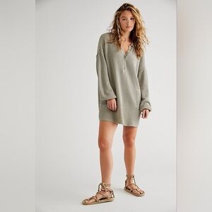 Free People Beach Sweater Picnic Mini Dress In Green